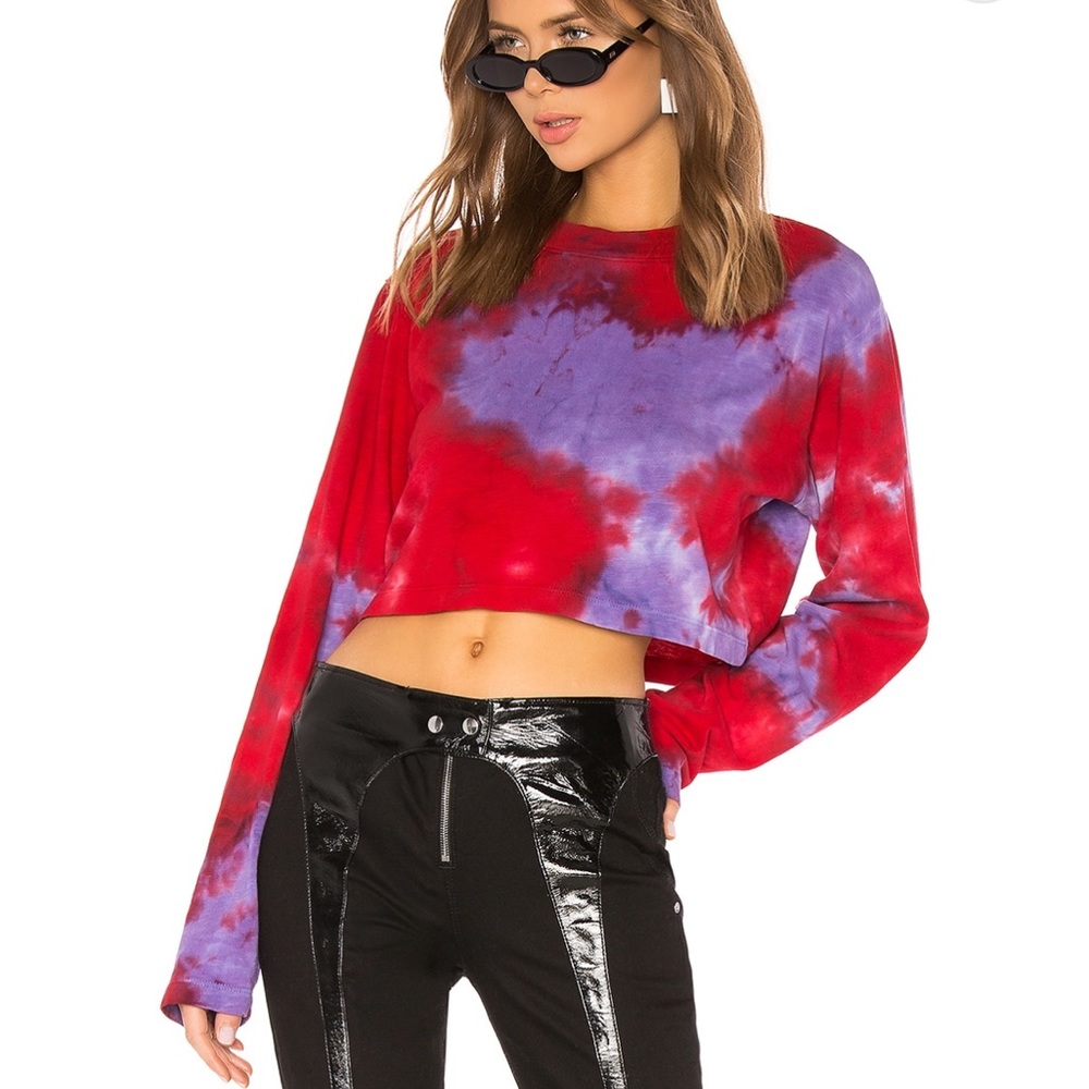 REVOLVE Cotton Citizen Tokyo Crop Jersey Long Sleeve Shirt in Red and Purple